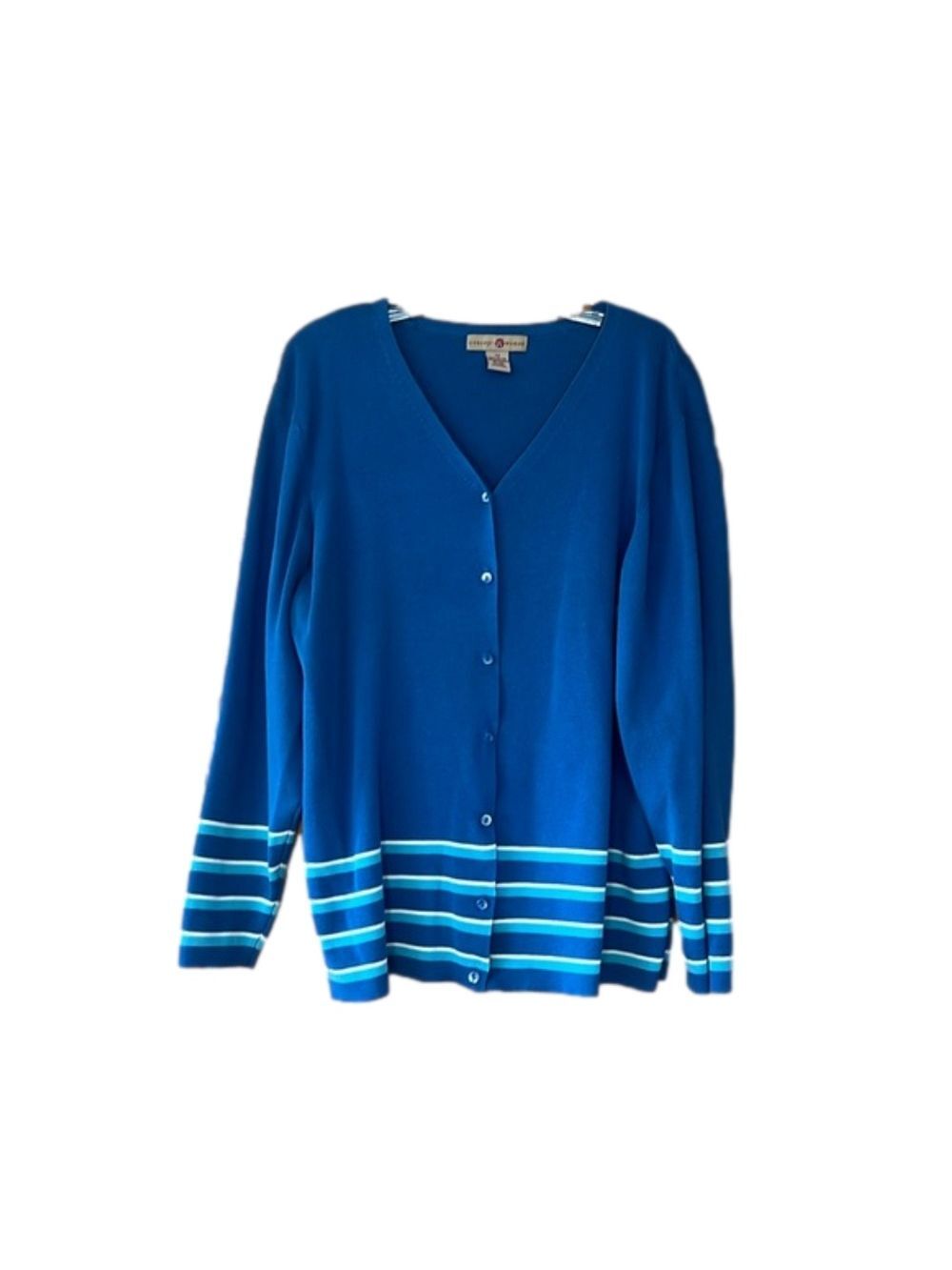Concept Woman Blue Stripe Cardigan Sweater Women's 3X
